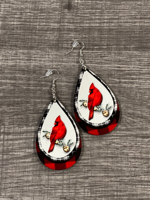 Beautiful Red Cardinals Teardrop Earrings