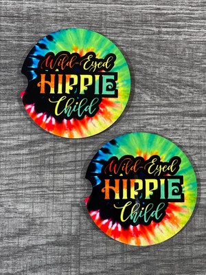 Wild Eyed Hippie Child Car Coasters Set Of 2