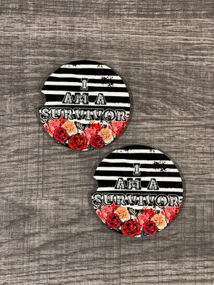 I Am A Survivor Car Coasters Set Of 2