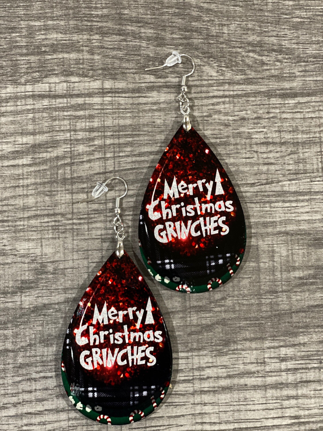 Merry Christmas Grinches Teardrop Earrings