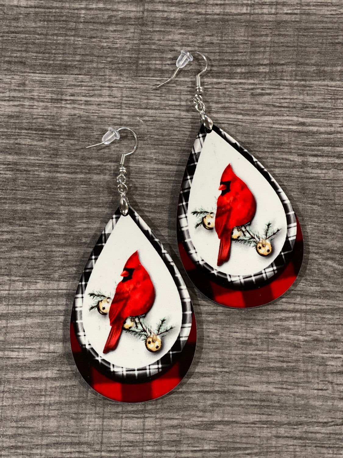 Beautiful Red Cardinals Teardrop Earrings