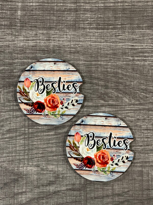 Besties Car Coasters Set Of 2