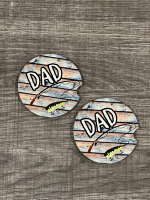 Dad Fishing Car Coasters Set Of 2