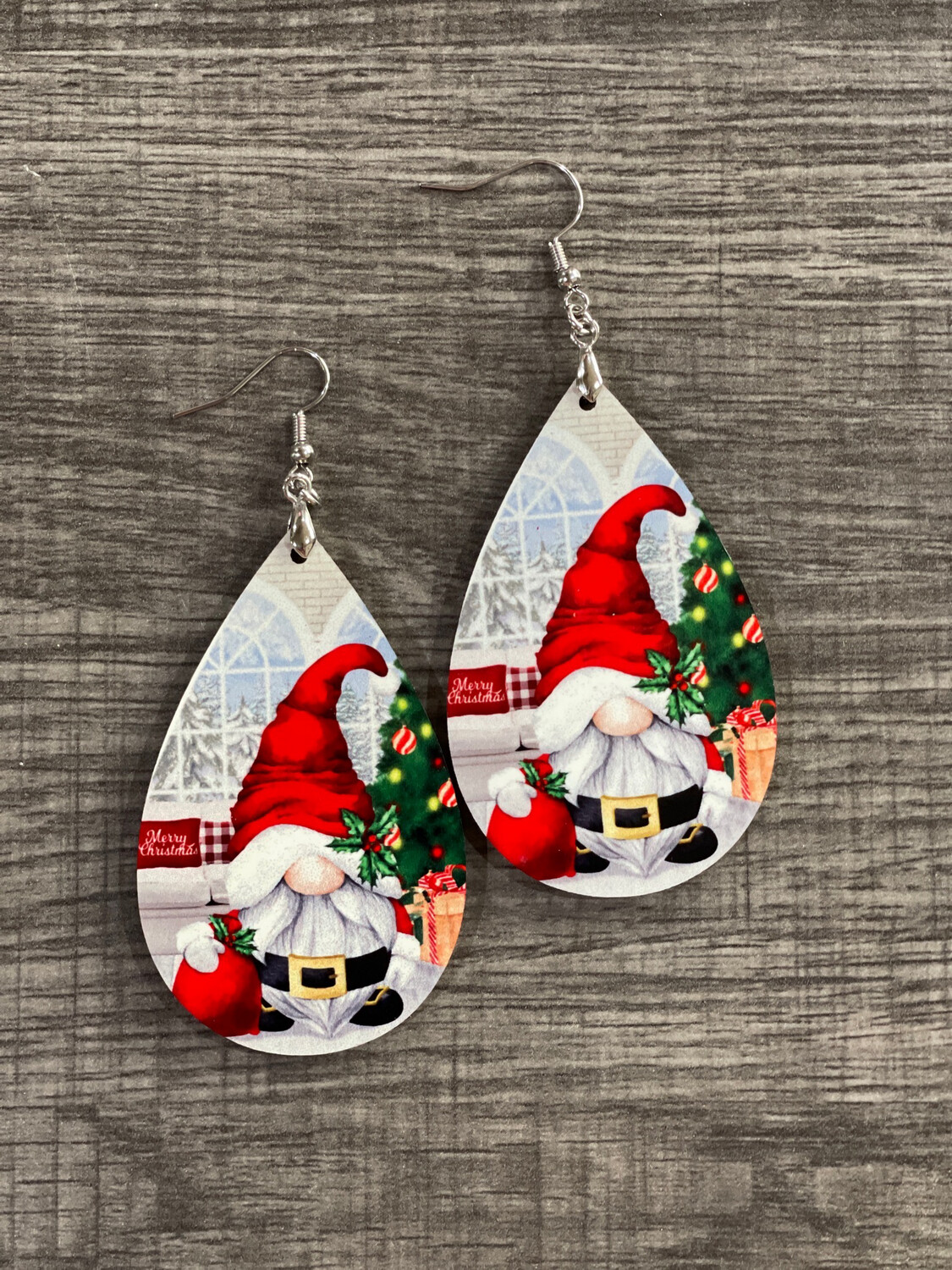 Cute Santa Gnome Teardrop Earrings