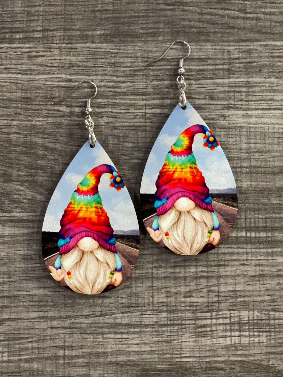 HIPPIE GNOMES with Tye Dye Teardrop Earrings