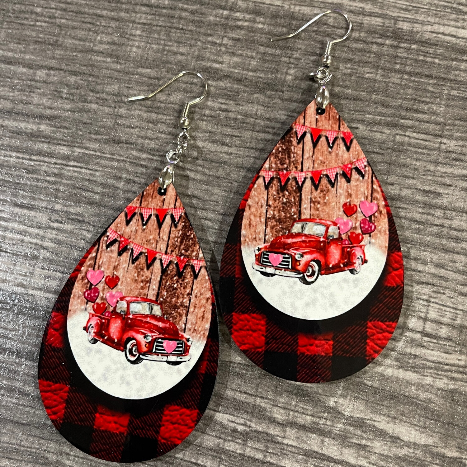 Valentine’s Day Truck Design Teardrop Earrings.