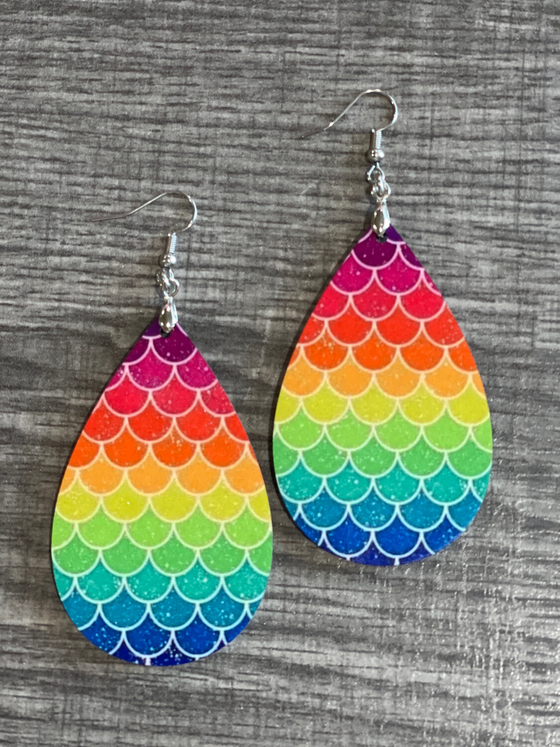 Rainbow Mermaid Teardrop Earrings