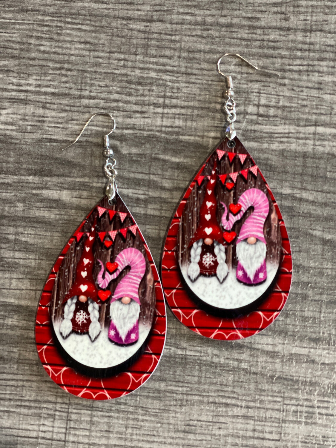 Sweetheart Gnomes Teardrop Earrings