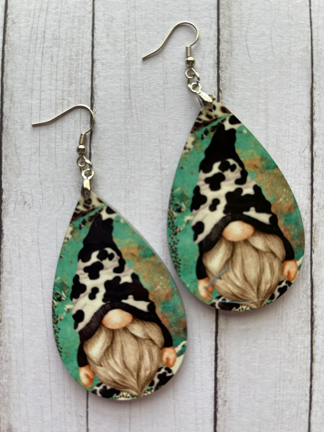 Summertime Gnomes With Cow print Hats Teardrop Earrings