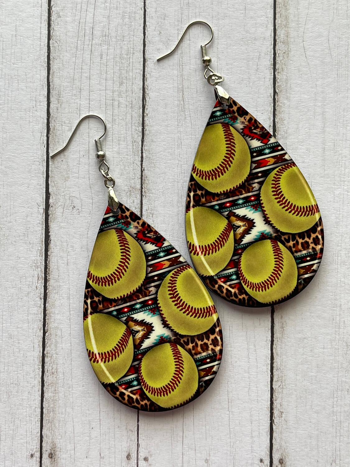 Softball Season Fans Teardrop Earrings