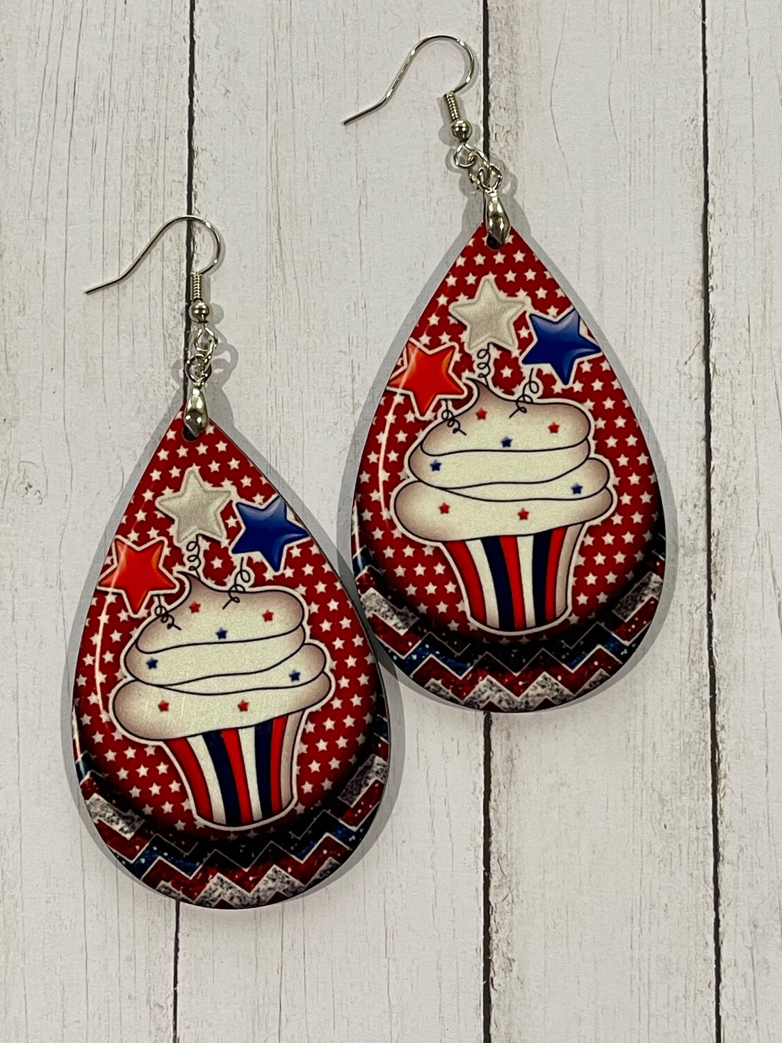 Sparkler Sparkling Cupcake Teardrop Earrings