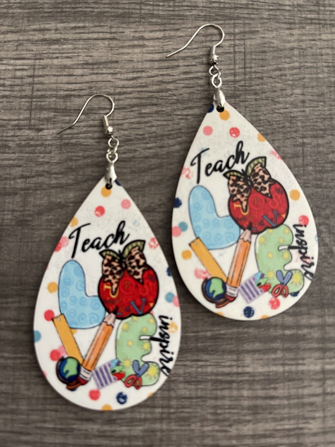 Love, Teach &amp; Inspire Teardrop Earrings
