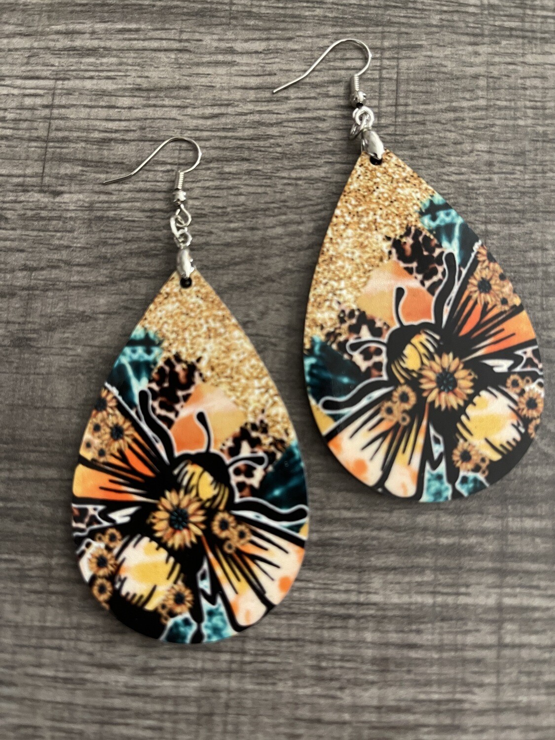 Boho Styled Bumble Bee Teardrop Earrings
