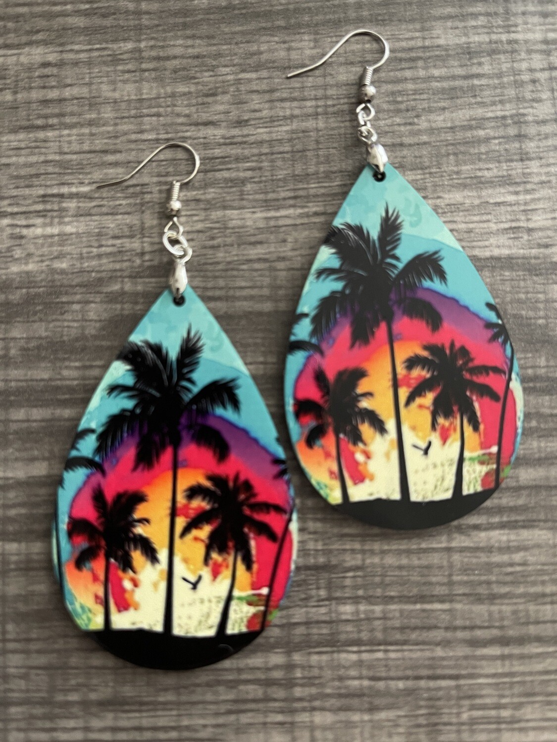 Summertime Palm Trees Teardrop Earrings