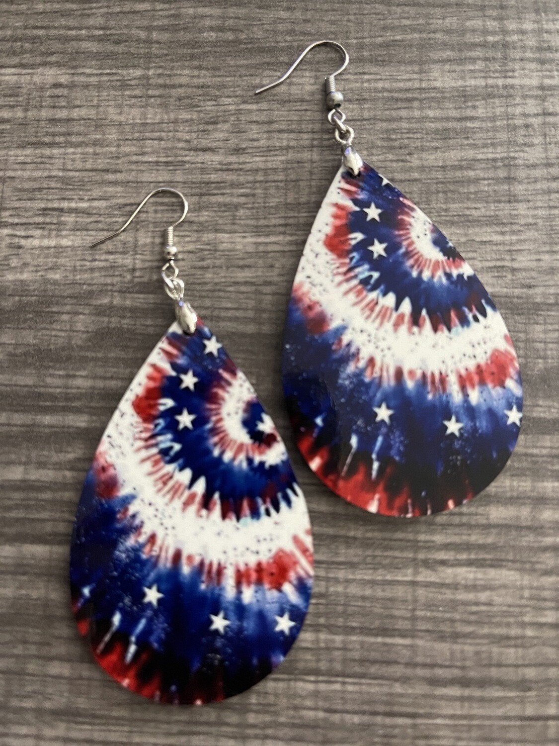 Patriotic Tye Dye Teardrop Earrings