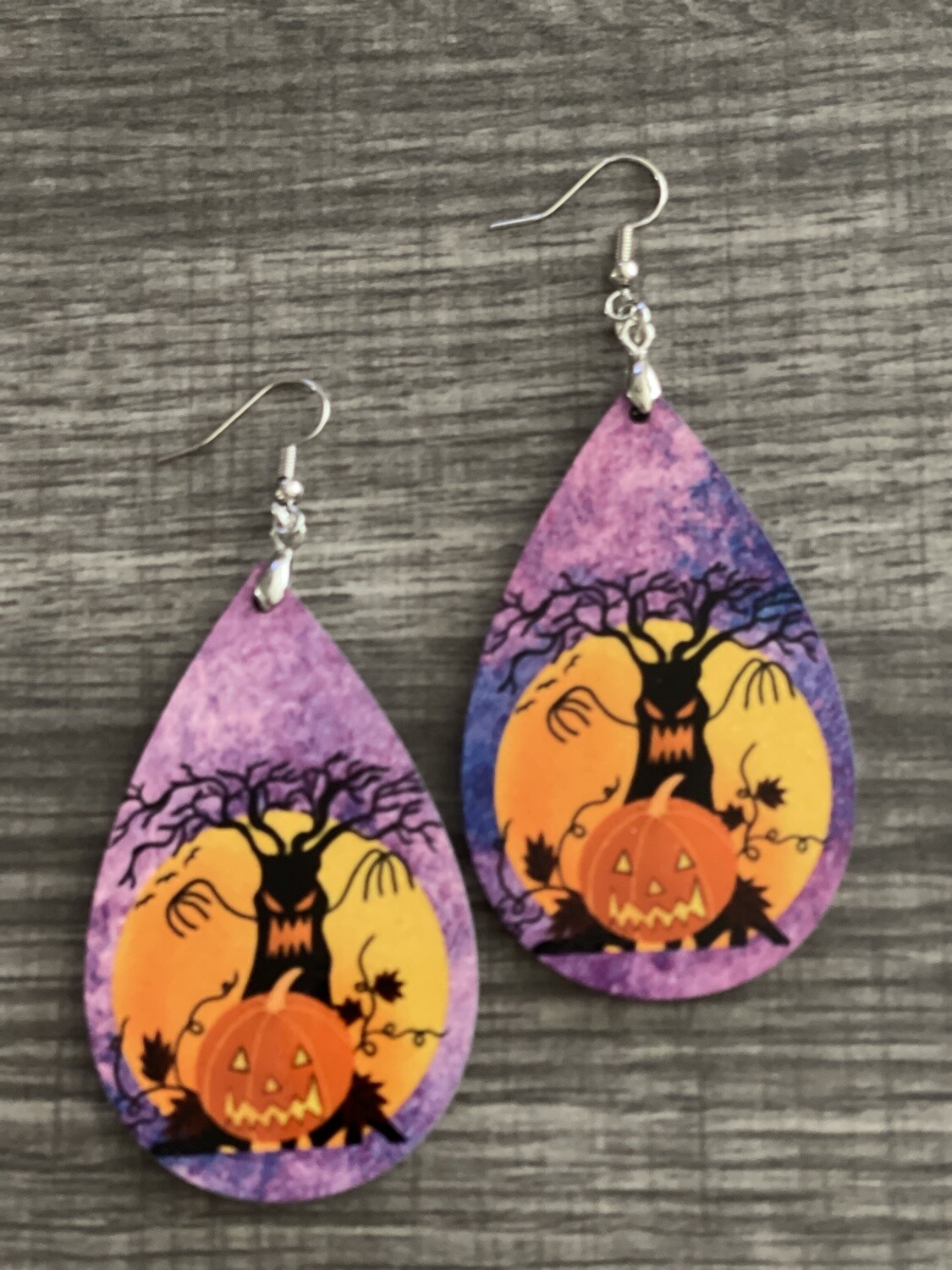 Spooktacular Tree &amp; Pumpkin Teardrop Earrings