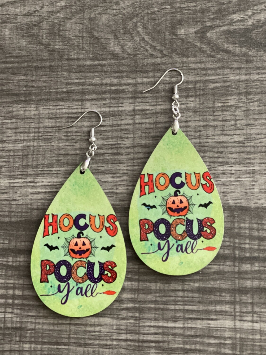 Hocus Pocus Lime Green Teardrop Earrings