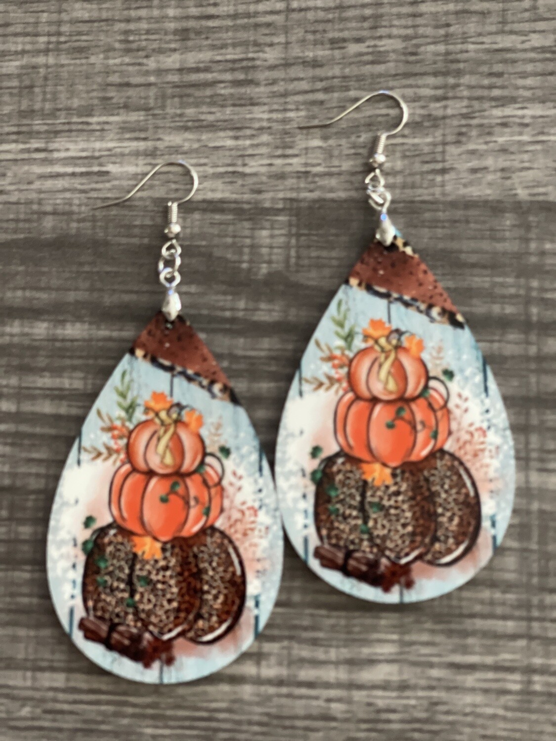 Fall Fest Triple Pumpkins Teardrop Earrings
