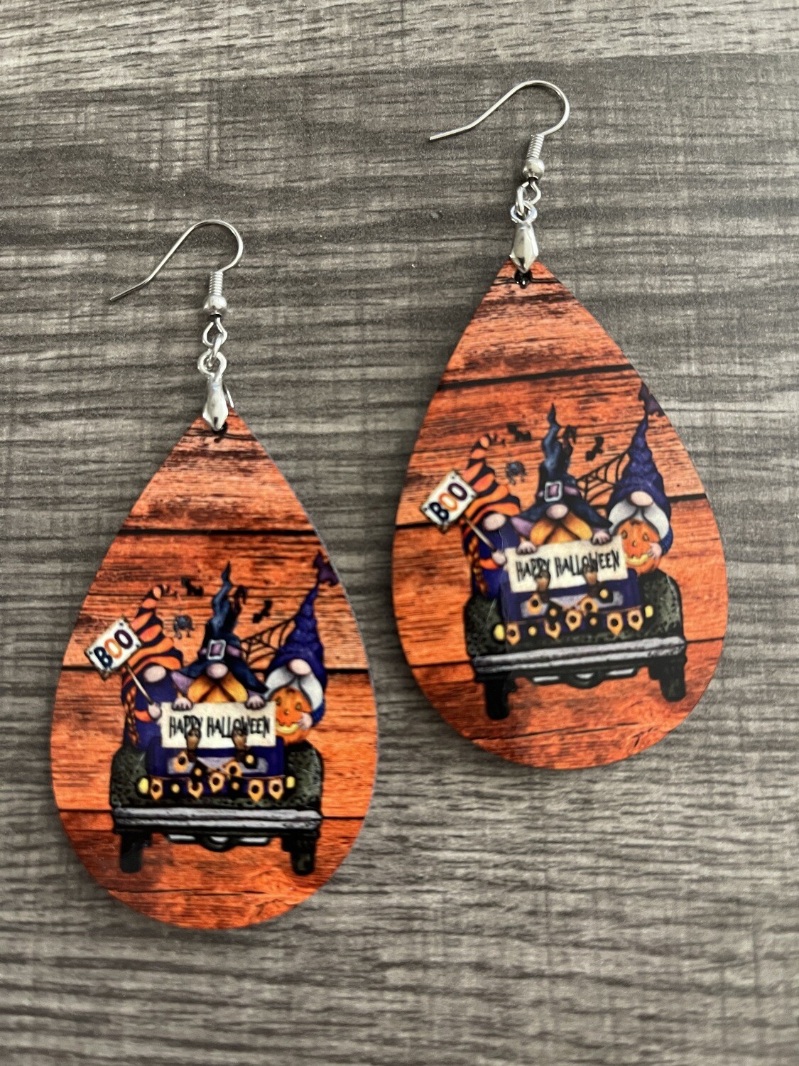 Happy Halloween Triple Gnomes Teardrop Earrings