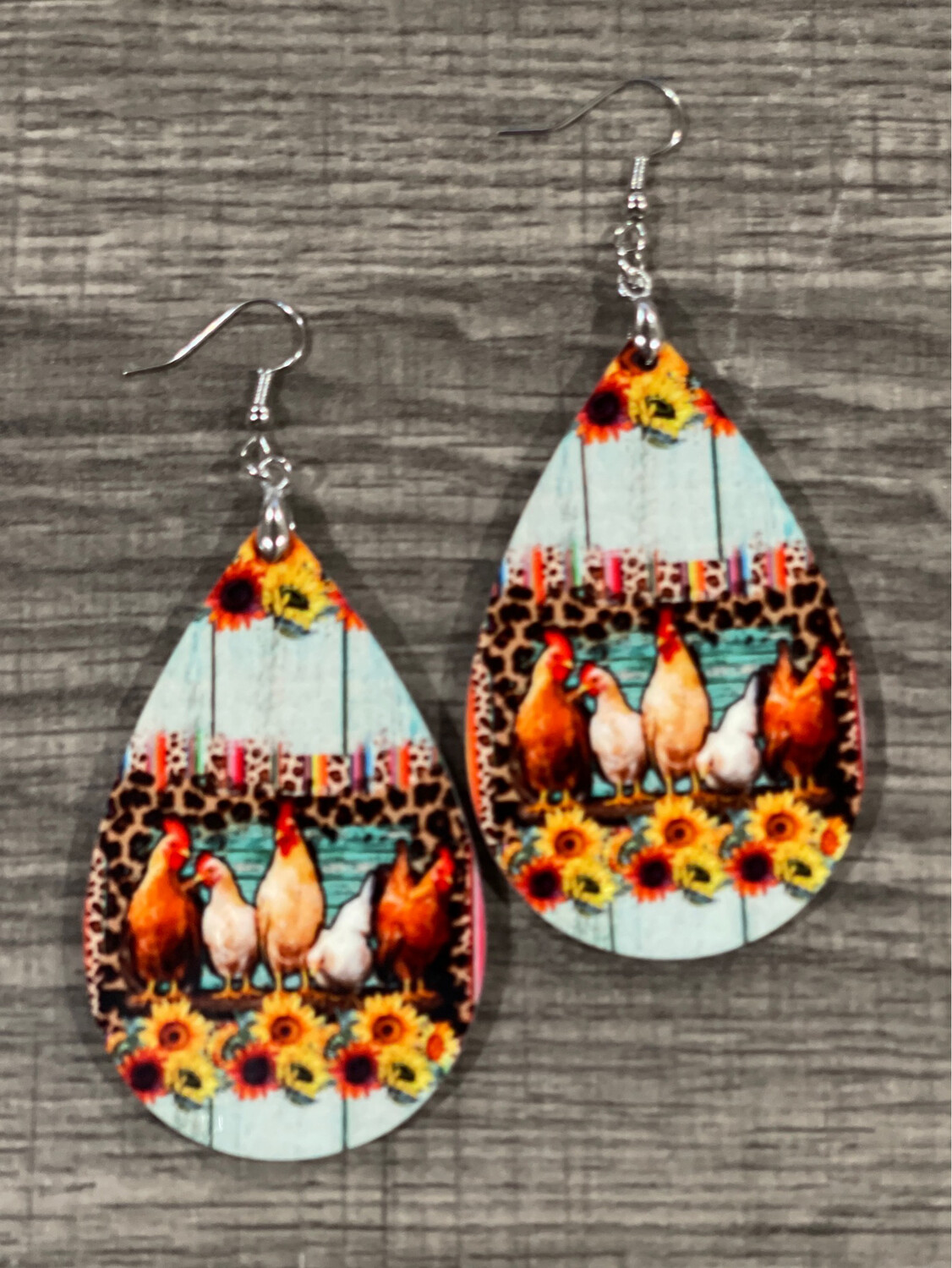 Chicken Lovers Gathering Teardrop Earrings