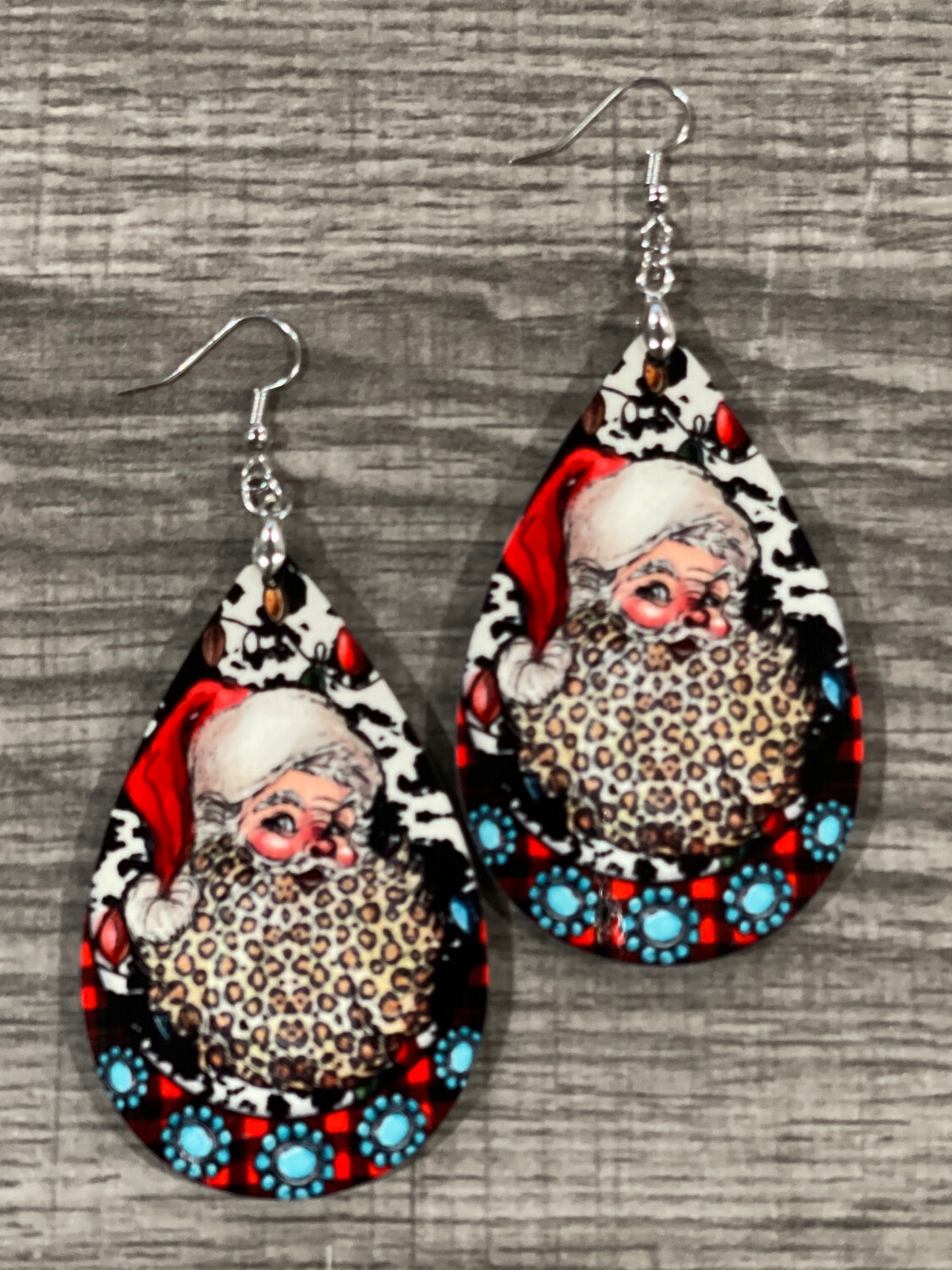 Santa With Totally Western Vibe Teardrop Earrings