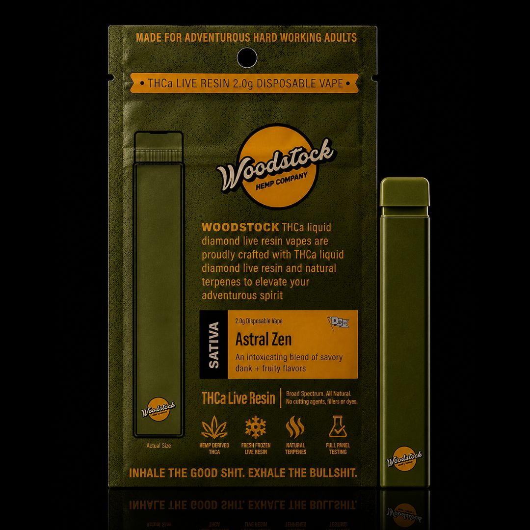 Woodstock THCa Liquid Diamond Live Resin 2.0g Disposable, Strain: Astral Zen (S)