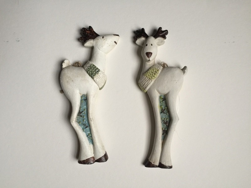 Paperstone Reindeer Ornaments, Set of 2