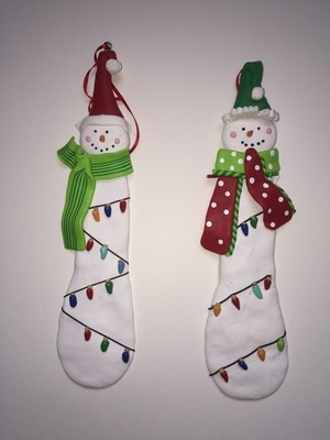 Claydough Snowmen Ornaments, Set of 2