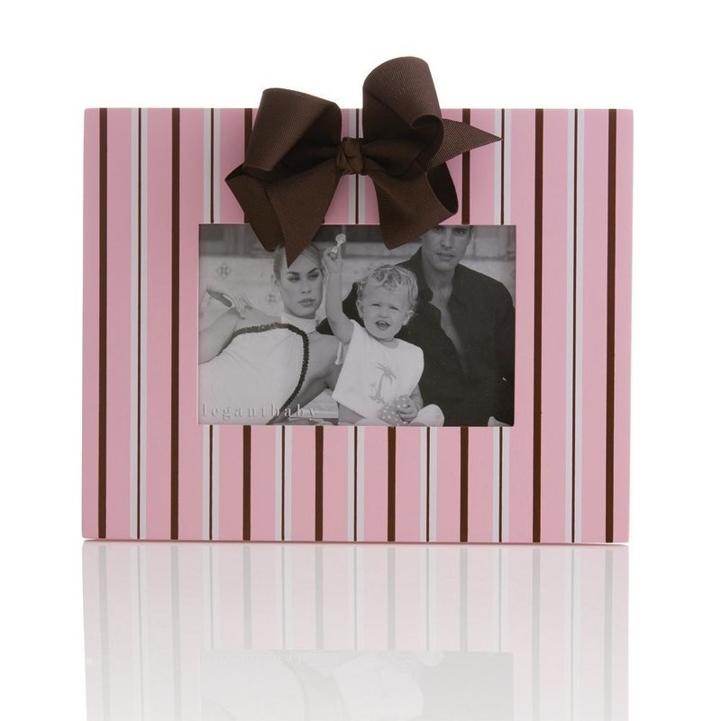 Elegant Baby Striped Picture Frame, Pink