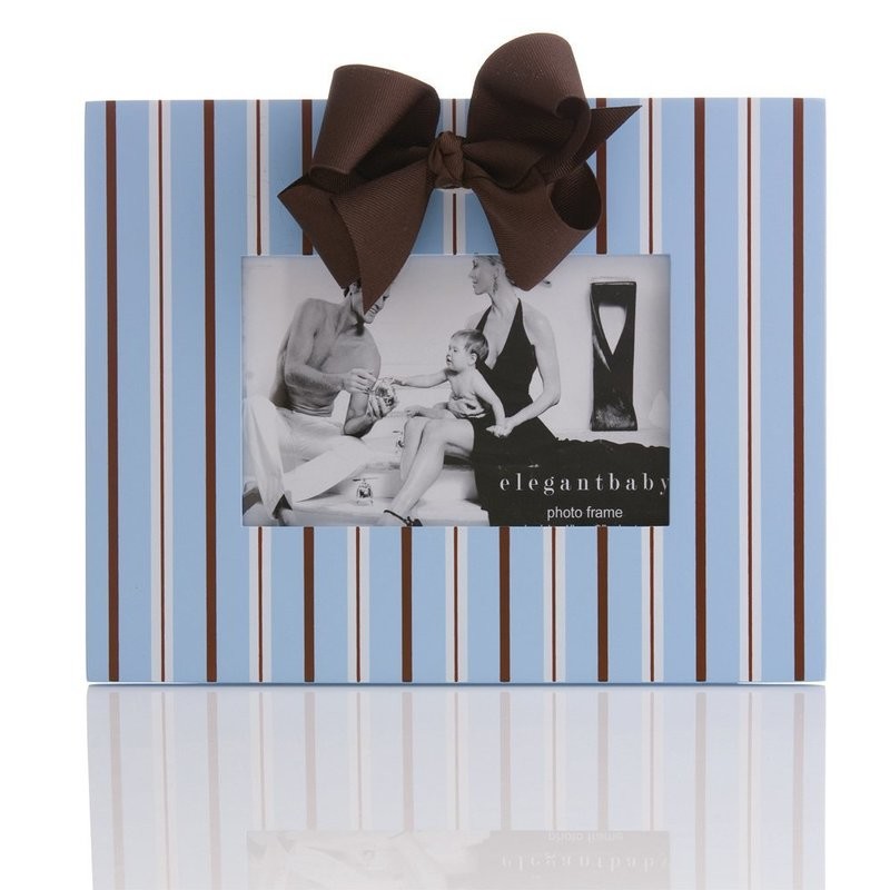 Elegant Baby Striped Picture Frame, Blue