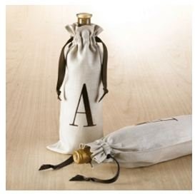 Linen Wine Bag with Initials