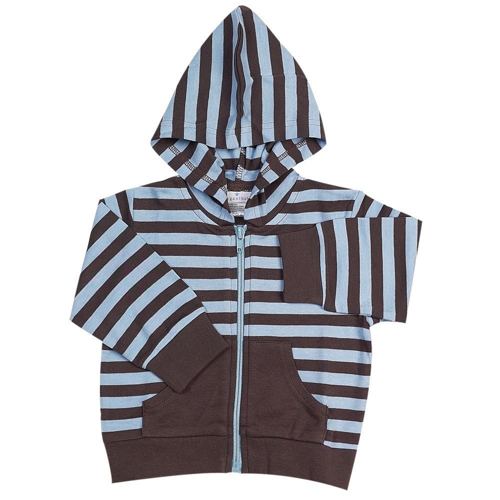 Chocolate w/Blue Stripes Hooded Jacket