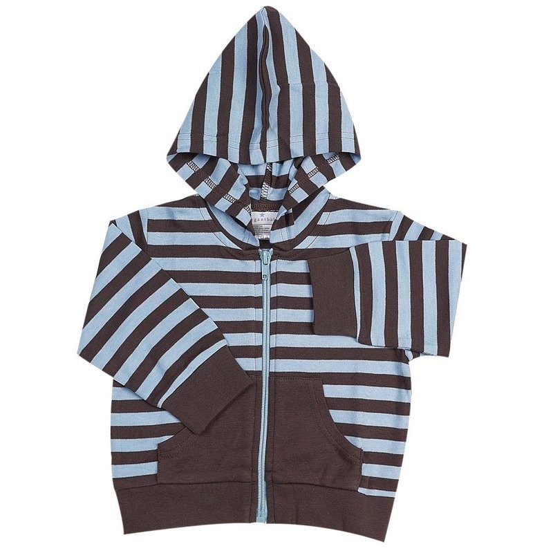 Chocolate w/Blue Stripes Hooded Jacket
