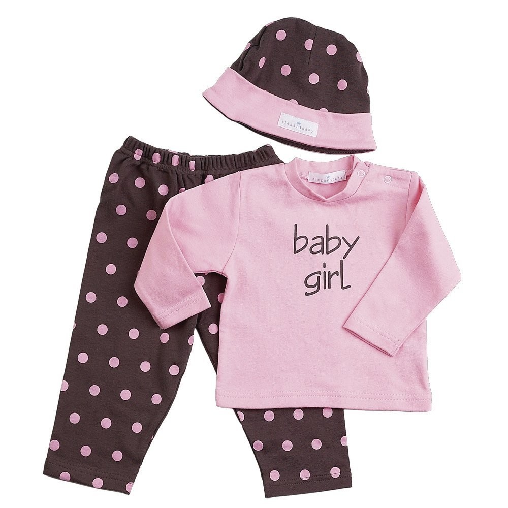 Chocolate w/Pink Polka Dots 3-Piece Fashion Set