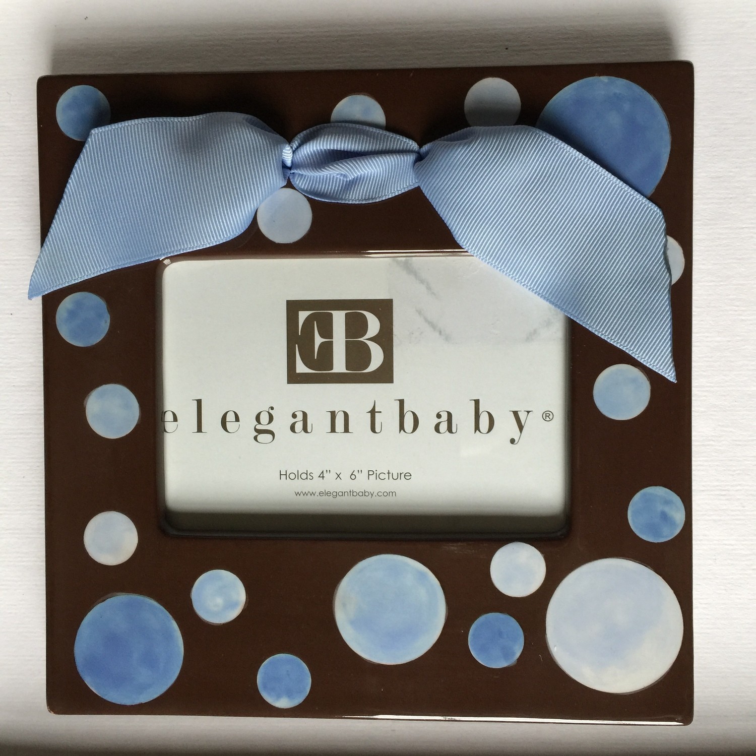 Ceramic Hand-Painted Blue Polka Dot Picture Frame