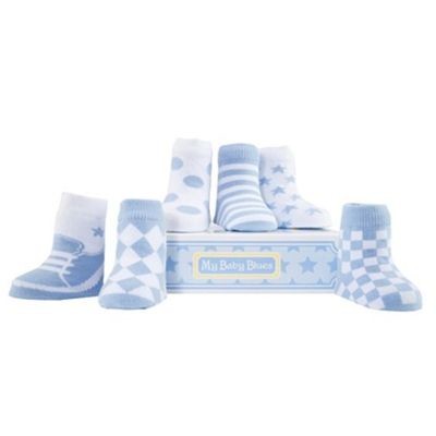 Bold In Blue, Set of 6 Baby Socks