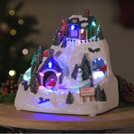 Light-up Skiing Mountain Scene