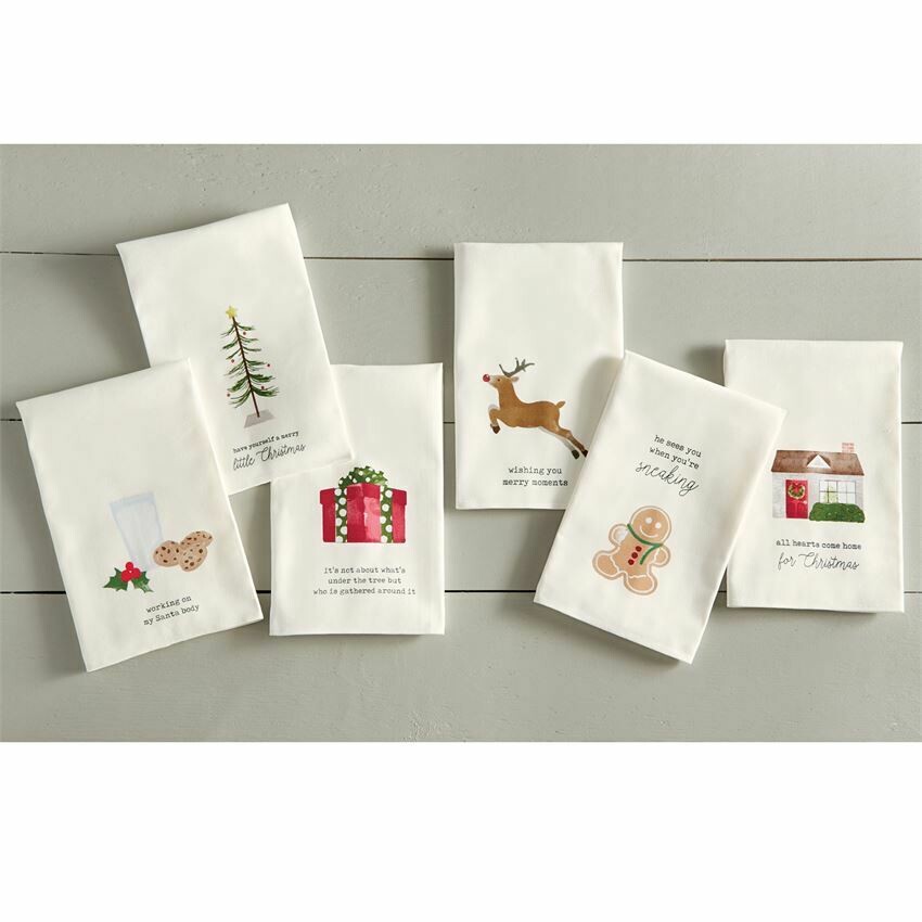 Christmas Icon Tea Towels, Set of 6 Assorted
