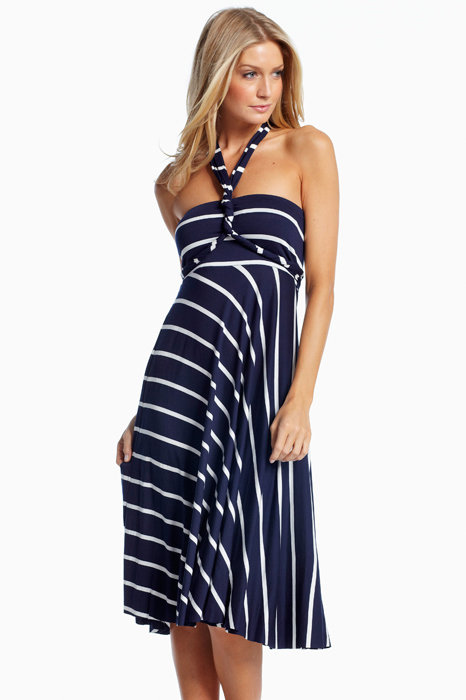 Navy &amp; White Striped Convertable Maxi Dress/Skirt