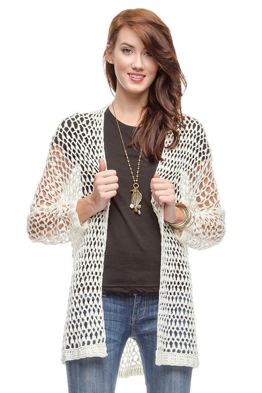 Long Sleeve Open Knit Cardigan