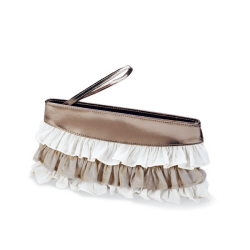 Metalic and Lace Ruffel Clutch w/Zipper