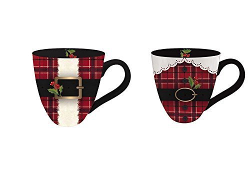 Mr. and Mrs. Claus Ceramic Oversized Coffee Mug, 18oz, Set of 2