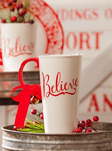 Red, White and Believe Ceramic Travel Mug with Gift Box, 17oz