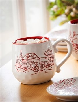 Holiday Farmhouse Ceramic Mug, 140z