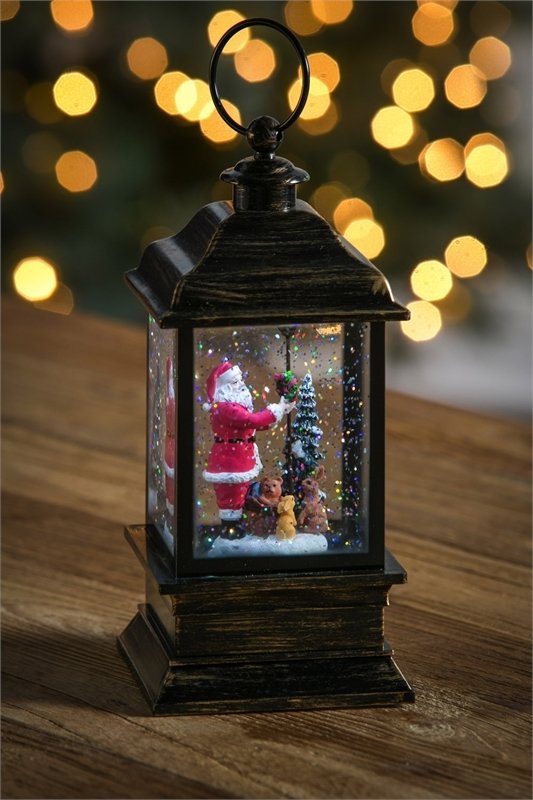 Santa Clause LED Water Lantern w/Floating Glitter