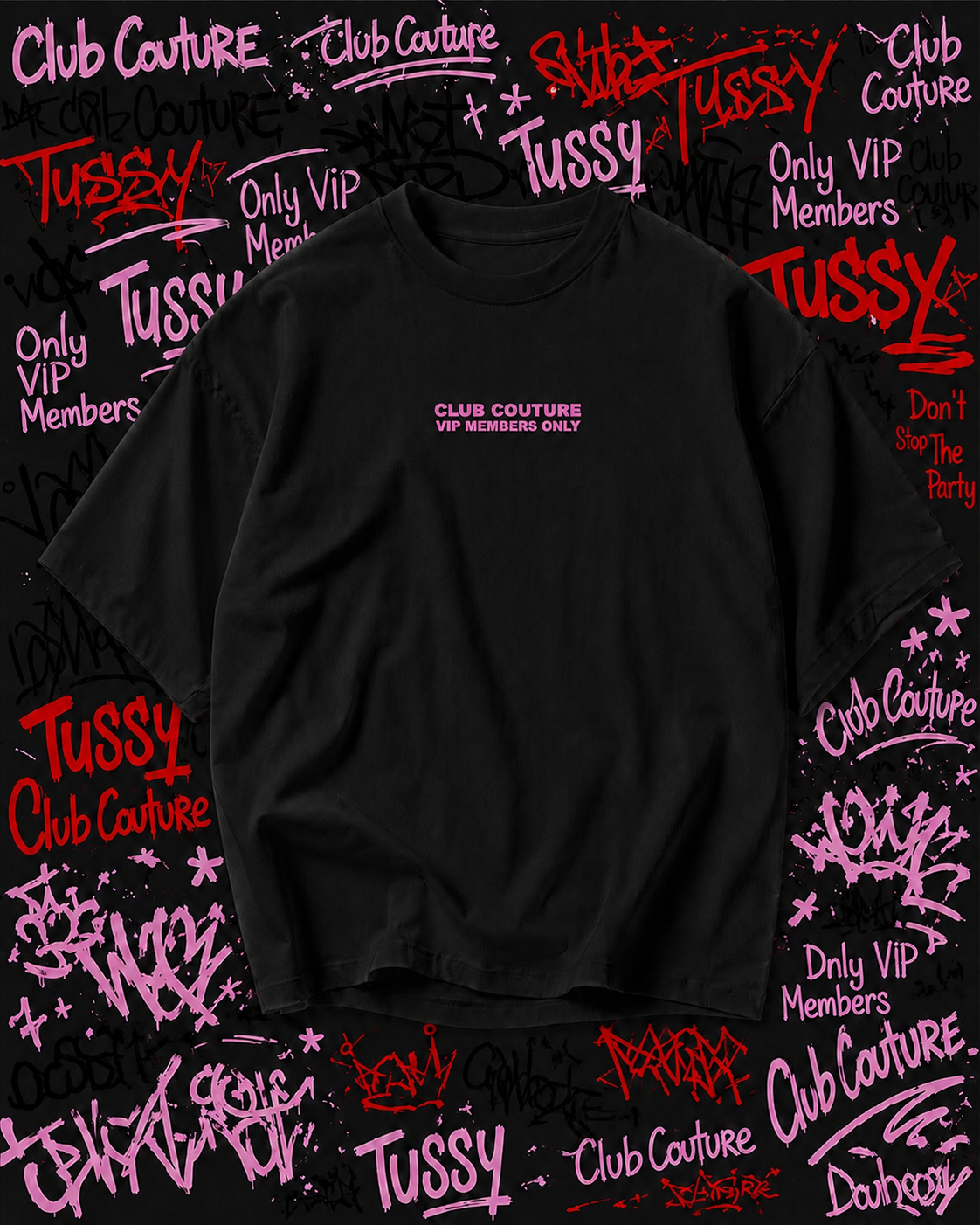 T-SHIRT TUSSY NERA STAMPA FUCSIA