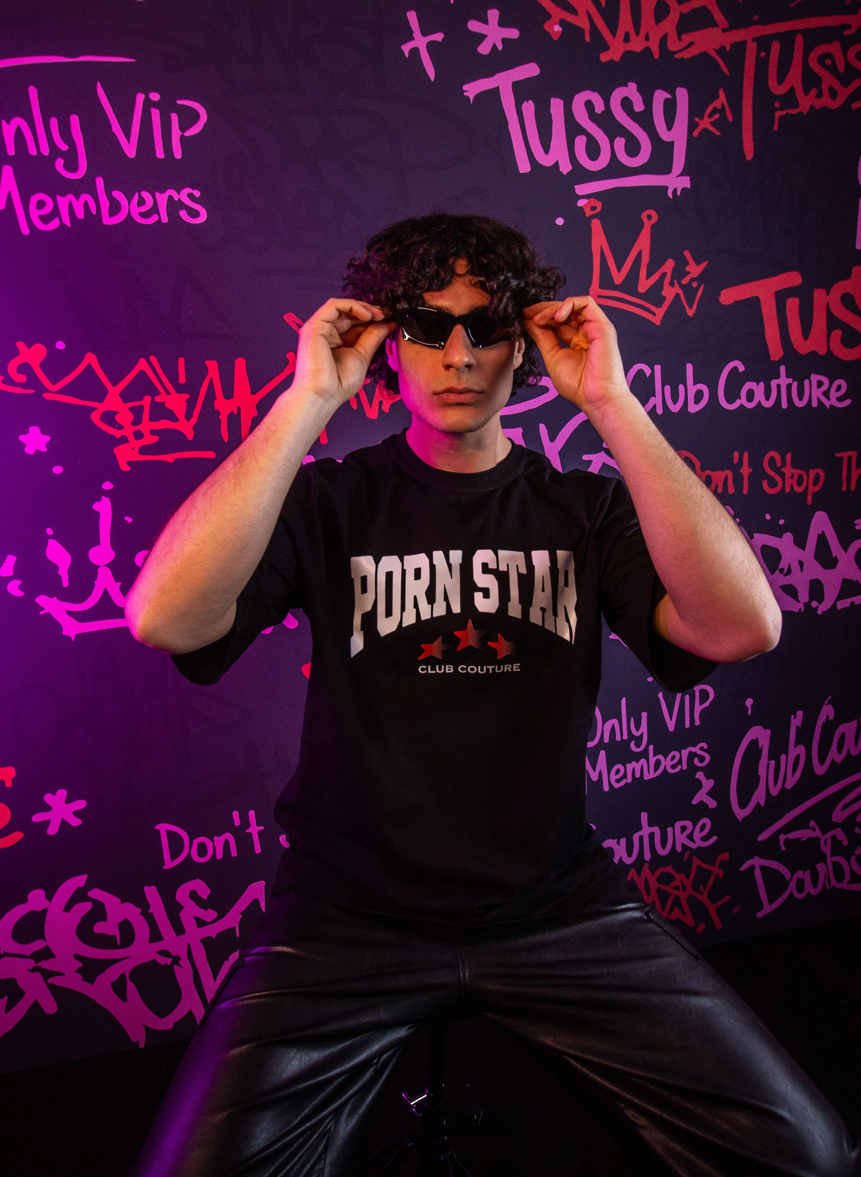 T-SHIRT PORNSTAR NERA STAMPA NERA