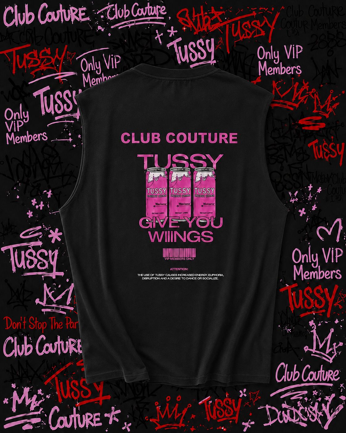CANOTTA TUSSY NERA STAMPA FUCSIA
