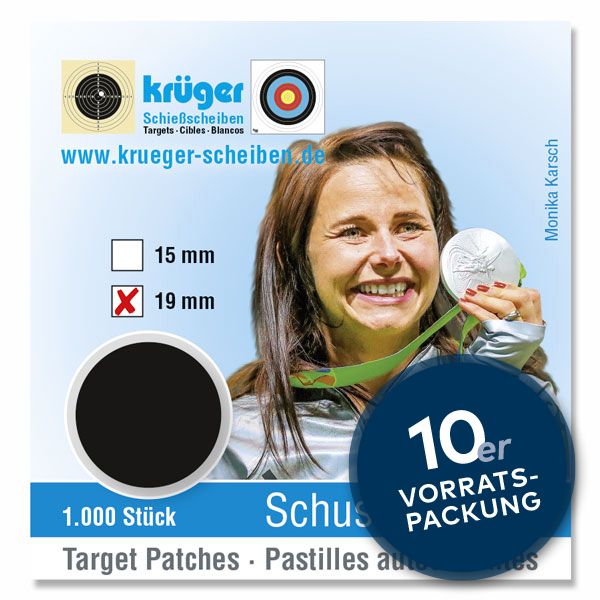 Schusslochpflaster 19 mm schwarz 10er Packung