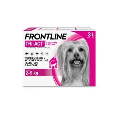 Frontline Tri-Act Cani (2-5Kg), 3 Pipette Antiparassitarie Frontline Tri-Act Cani (2-5Kg), 3 Pipette Antiparassitarie